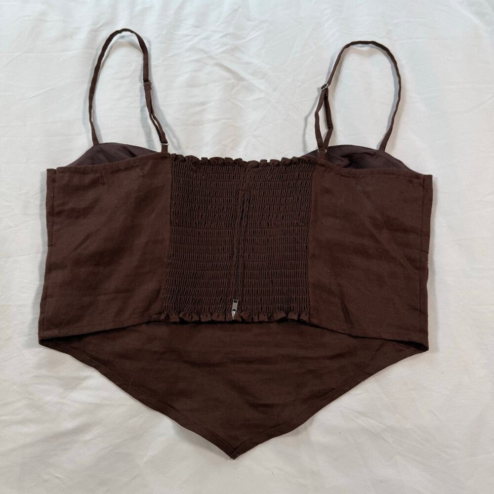 Reformation Brown Sansa Linen crop top tank size XL - Picture 7 of 7